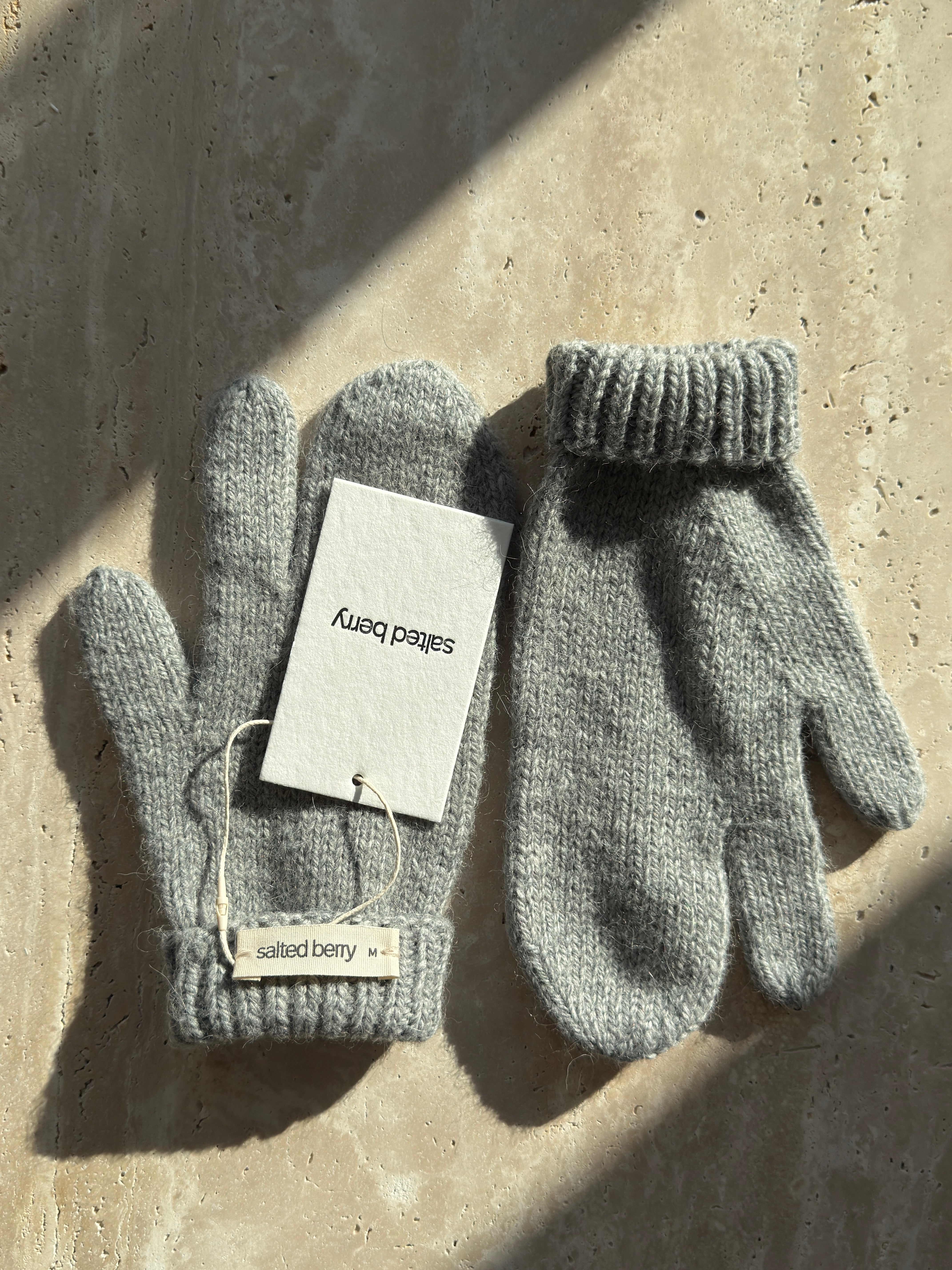 Рукавиці сірі з натуральної вовни